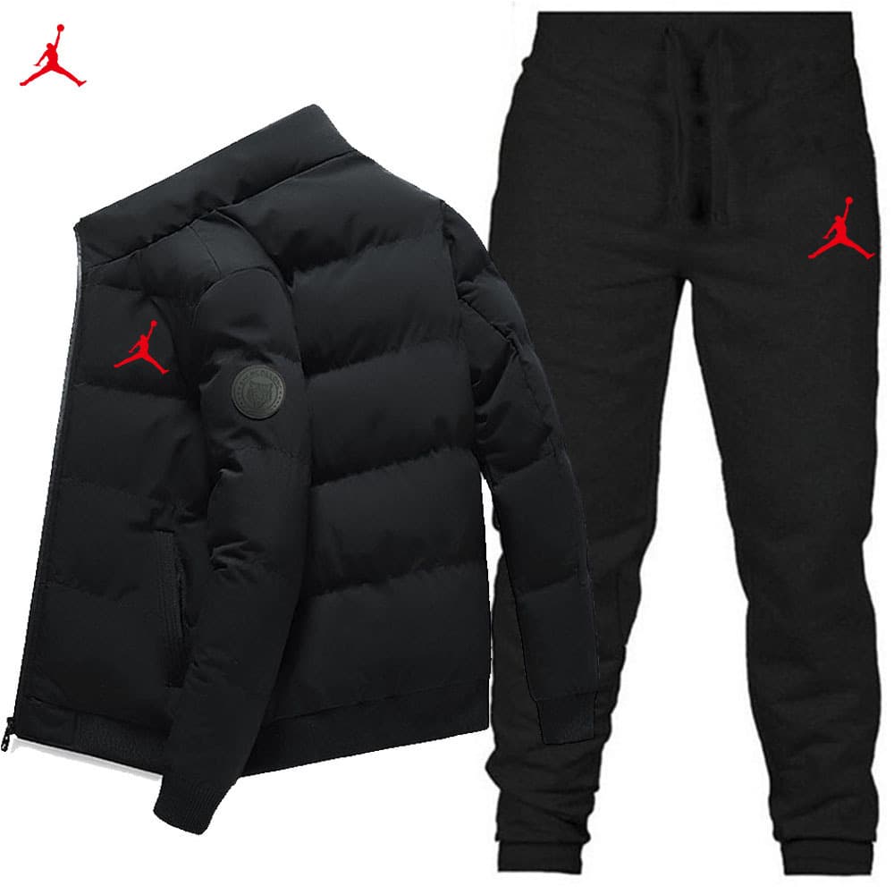 Nouveaux hommes coton veste + pantalon couleur unie imprimé ensemble de sport décontracté