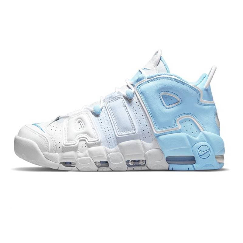 Chaussures de basket-ball Hommes Nikes Airs More Uptempo 96 Total Scottie Pippen Blanc Varsity Rouge Vert Multi Noir Bulls Université Bleu Femmes Ba