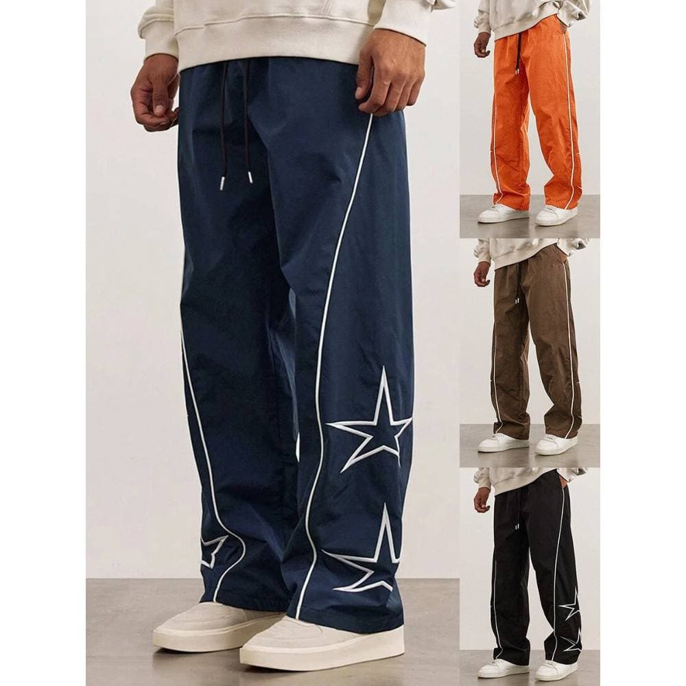 Men's Clothing Trousers Casual Fashion Embroidery High Street Trend Sports Cuffed Pants
