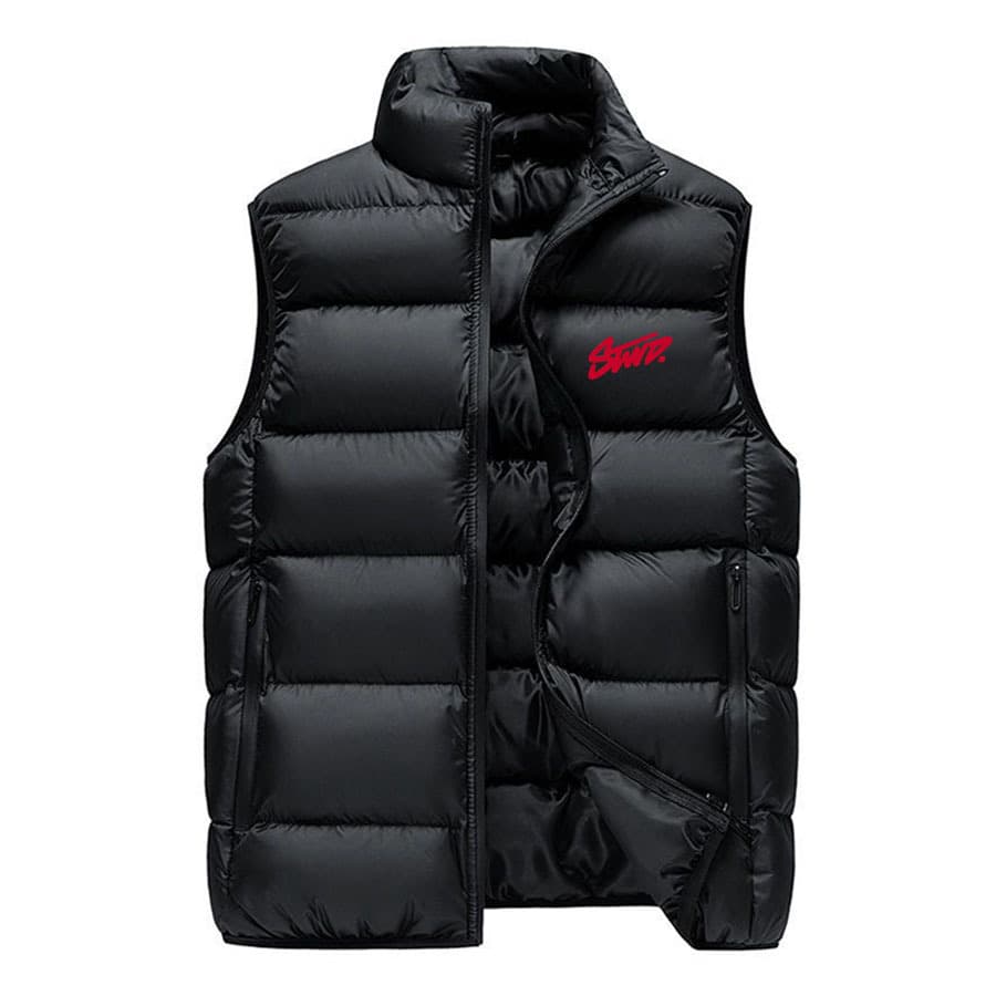 ​​Trendy Fleece-Lined Vest With Bold Letter Print – Unisex Thicken Quilted Sleeveless Jacket For Casual & Streetwear (M-5XL, Black/Grey)​​