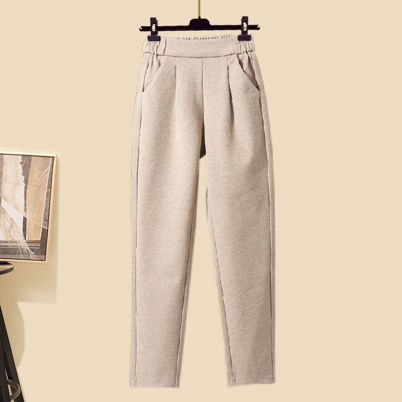 Vêtements pour femmes gilet épais col haut pull tricoté pantalon carotte