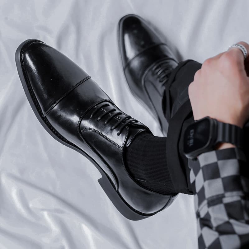 Men's Genuine Leather Dress Shoes - Business Casual & Wedding Groom Oxfords, British Style Formal Shoes