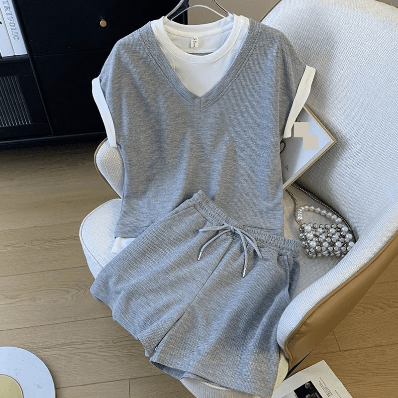 Women's Clothing Casual Sportswear Suits Loose Shirt Shorts Two Piece Suit
