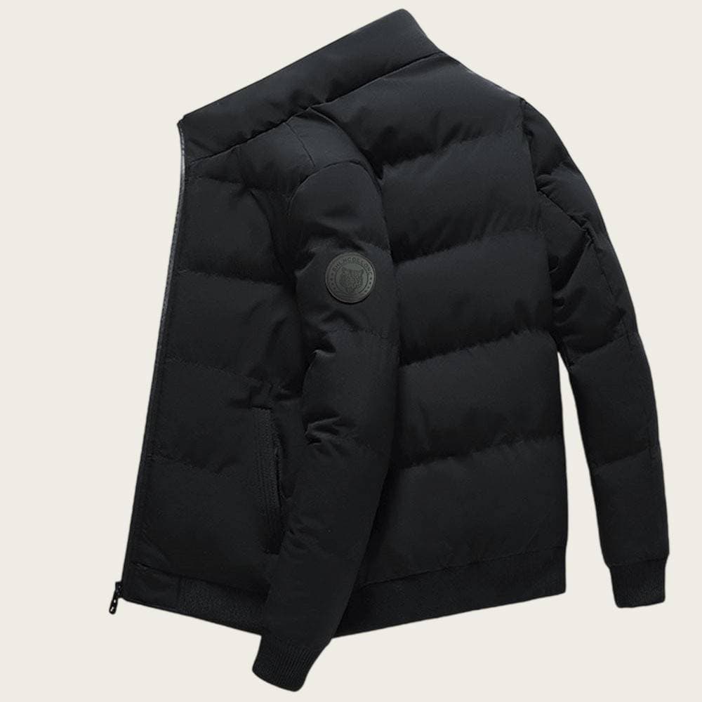 ​​Men's Winter Stand Collar Padded Jacket - Slim Fit Short Coat, Lightweight & Warm, Zipper Closure, Solid Color (Black/Red/Army Green/Cream)​