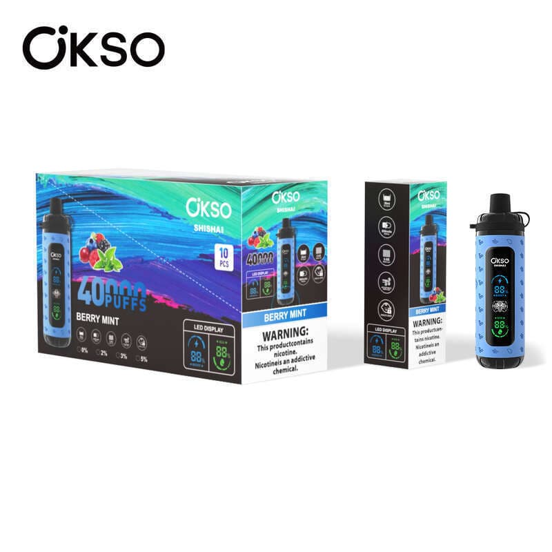 Lot de 10 vapes jetables OKSO Max 40 KPuffs, saveurs multiples de fruits, 36 ml, pré-remplies, 800 mAh, type C, affichage LED