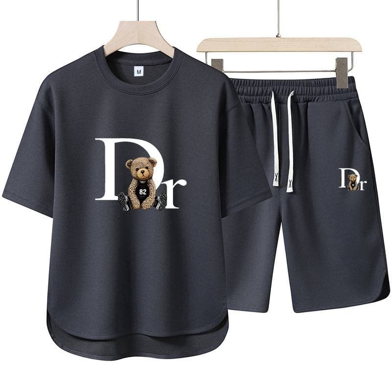Jacquard Casual Sportswear Two Piece Set – A Summer Essential! Two Piece Jacquard Set: Short Sleeved T Shirt + Shorts