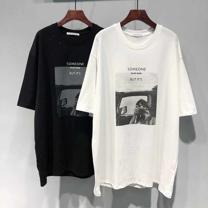 2025 Spring Summer Ulzzang New Korean Style Beauty Character Pattern Mid-Length Loose Short Sleeve T-Shirt For Women