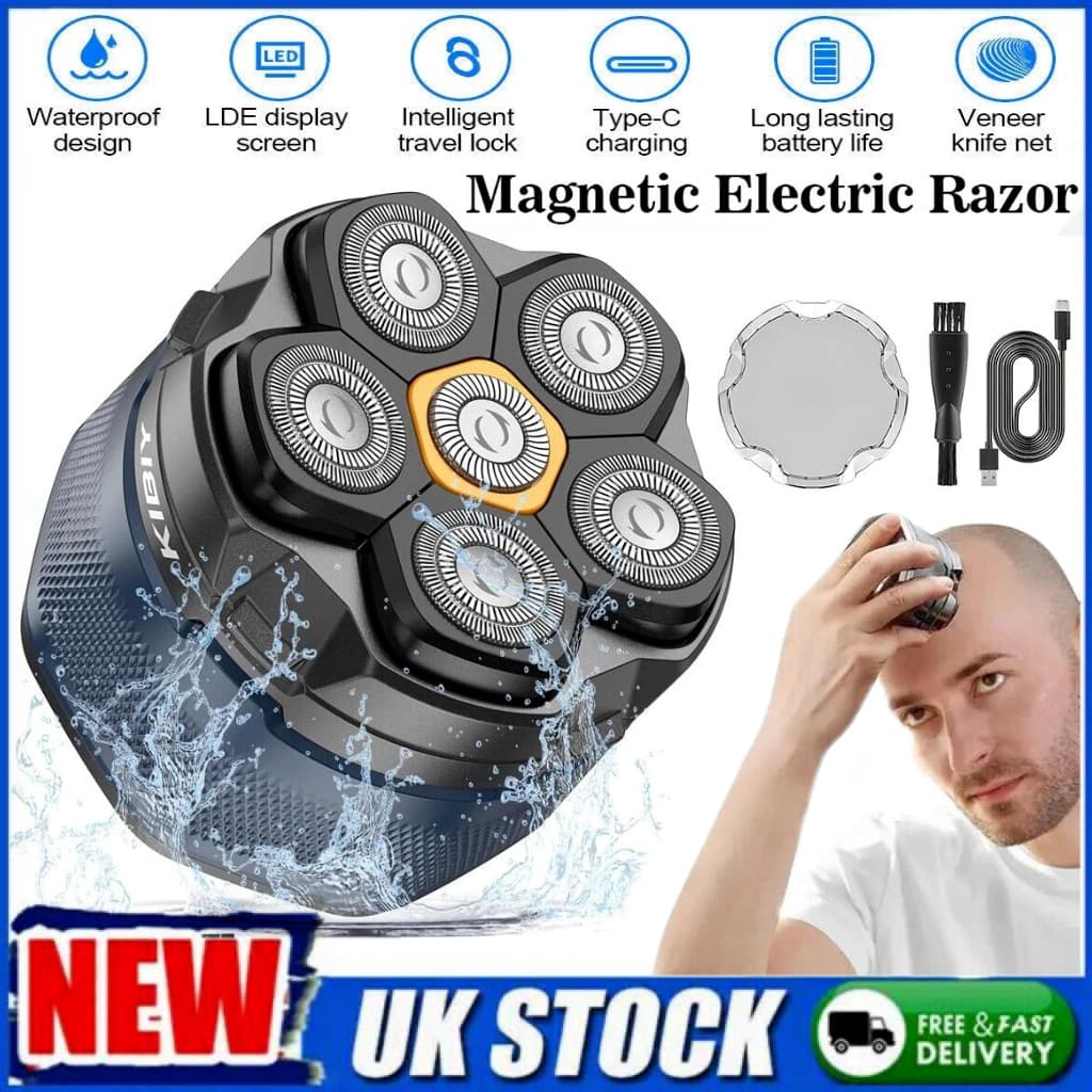 Electric Head Shaver For Bald Men 6D Magnetic Razor Wet/Dry Beard Hair Trimmer
