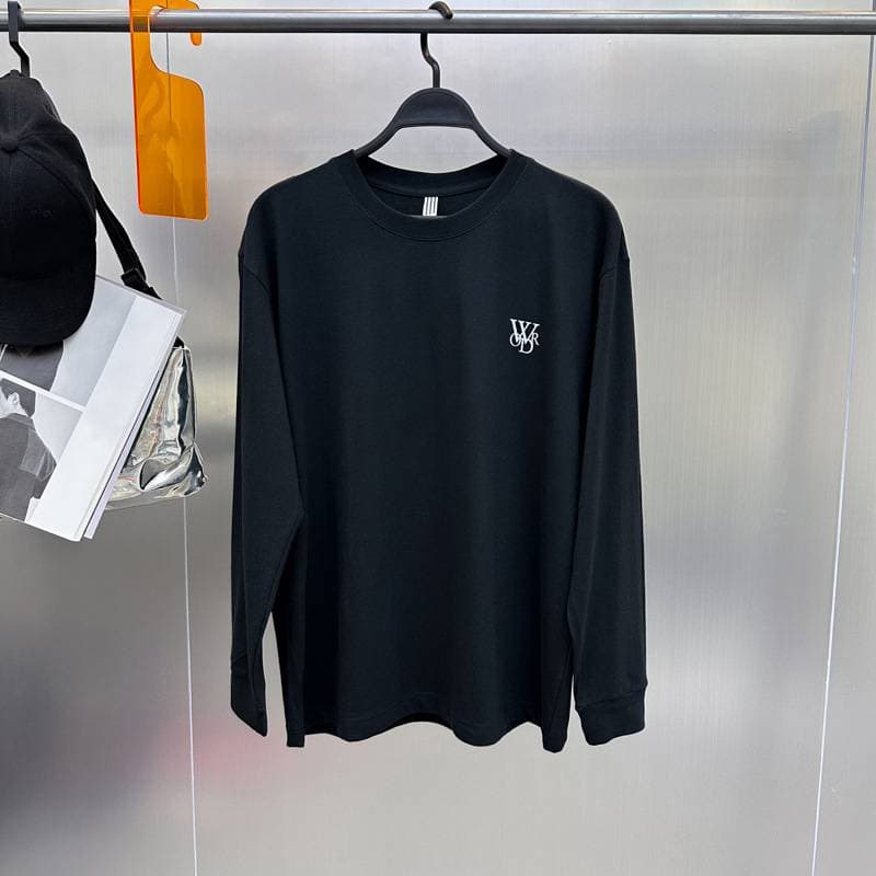 Men's Clothing Spring And Autumn Long Sleeved T Shirt Simple Loose Letter Printing Round Neck Pullover Bottoming Shirt