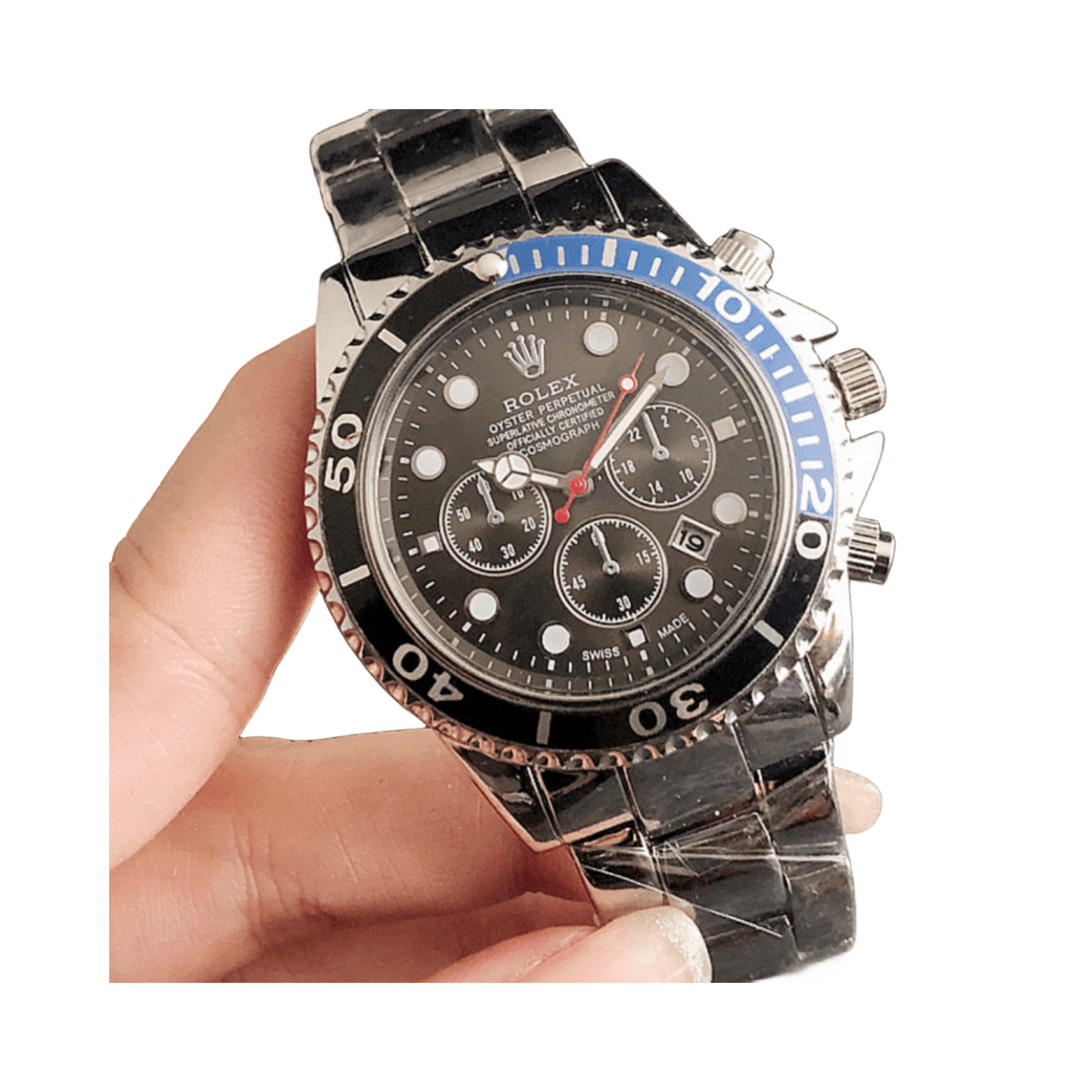 Montre d'automne à trois yeux et six broches, étanche, avec ceinture en acier et mouvement à quartz, cadeau