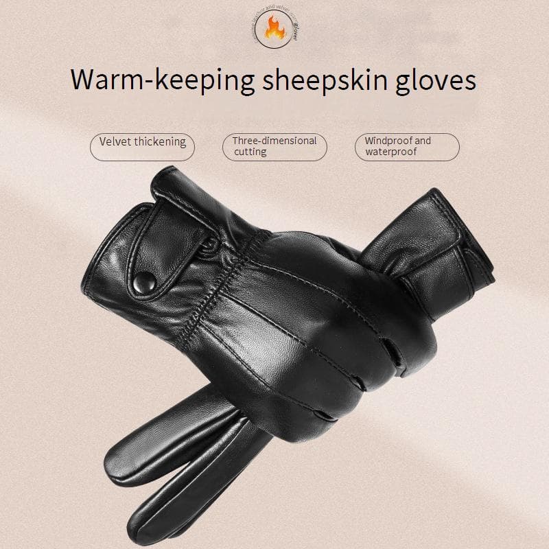 Premium Lambskin Gloves For Men - Winter Warm Fleece Lined, Windproof & Waterproof, Ideal For Driving, Motorcycling & Outdoor Activities​