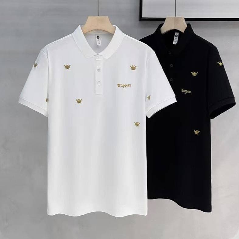 Men's Summer Collared Polo Shirt Trendy Casual Short Sleeved T-Shirt Base Layer Top