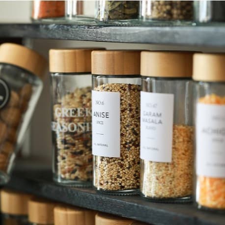 round glass seasoning jar bamboo lid seasoning bottle kitchen seasoning storage jar modern simple seasoning bottle