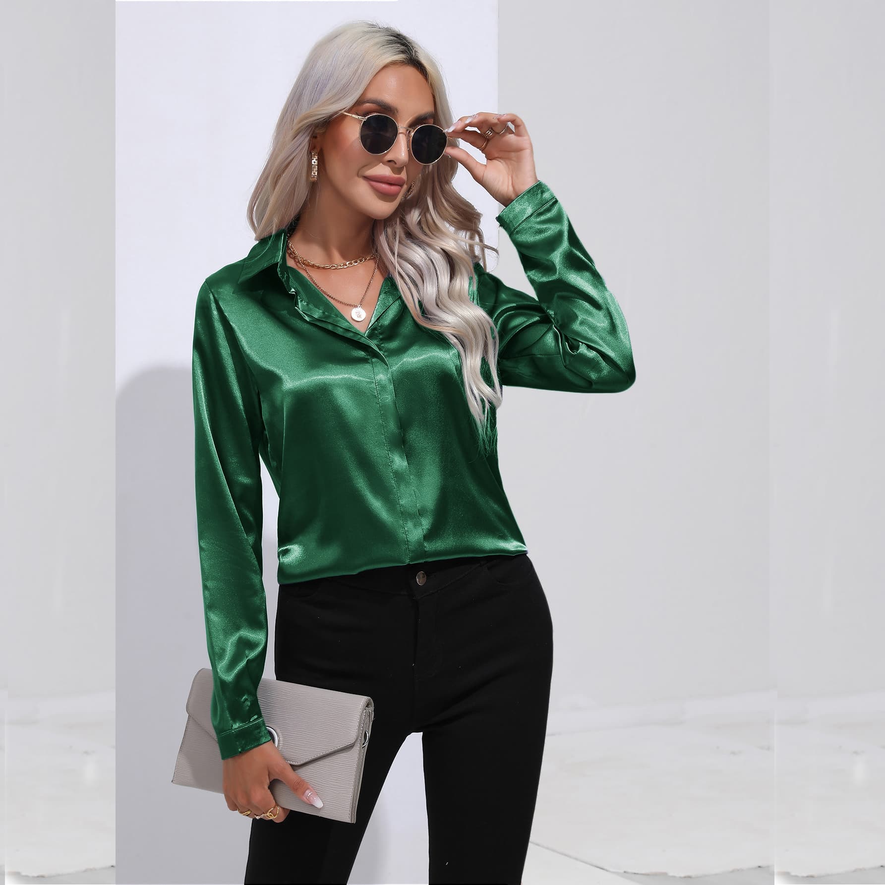 Women's clothing casual shirt top long-sleeved shirt