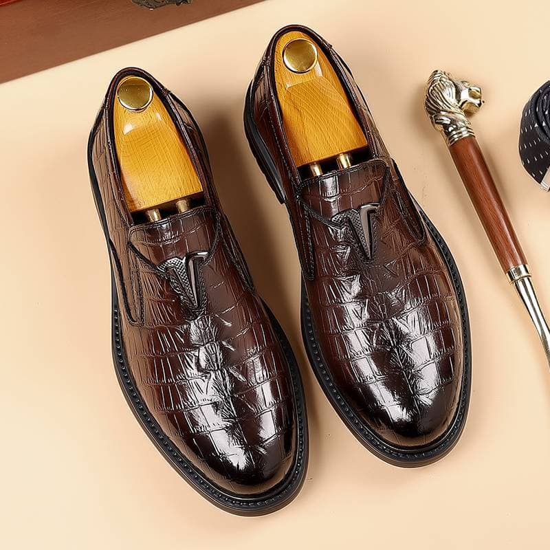 New Fashion Men's Brown Business Casual Loafer Shoes Daily Office Black Buckle Monk Men's Shoes One Foot Cover Banquet Dress Wedding Leather Shoes