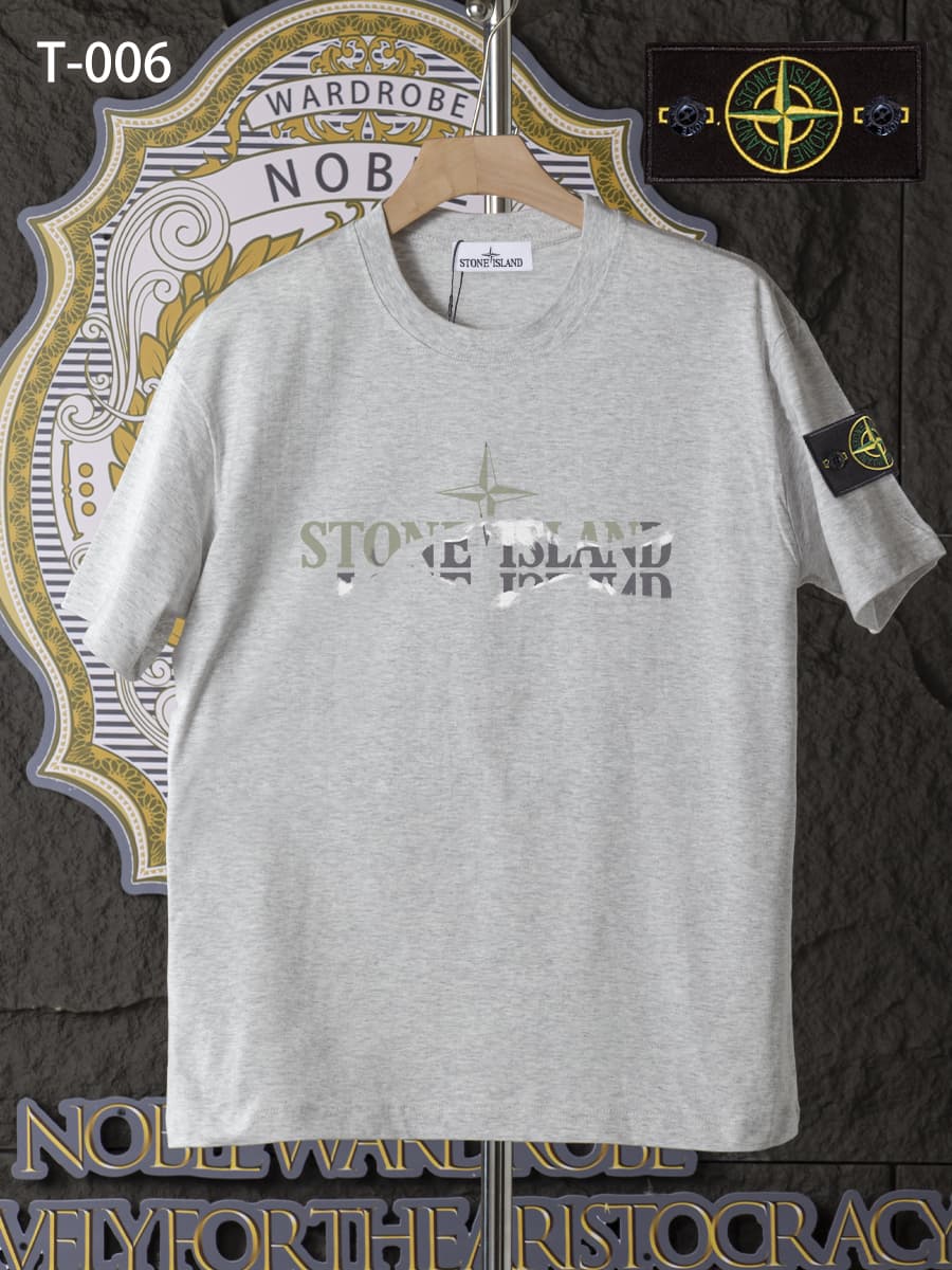T-006 - T-shirt d'été à manches courtes et col rond en pur coton, haut tendance de haute qualité, léger et respirant pour l'été.