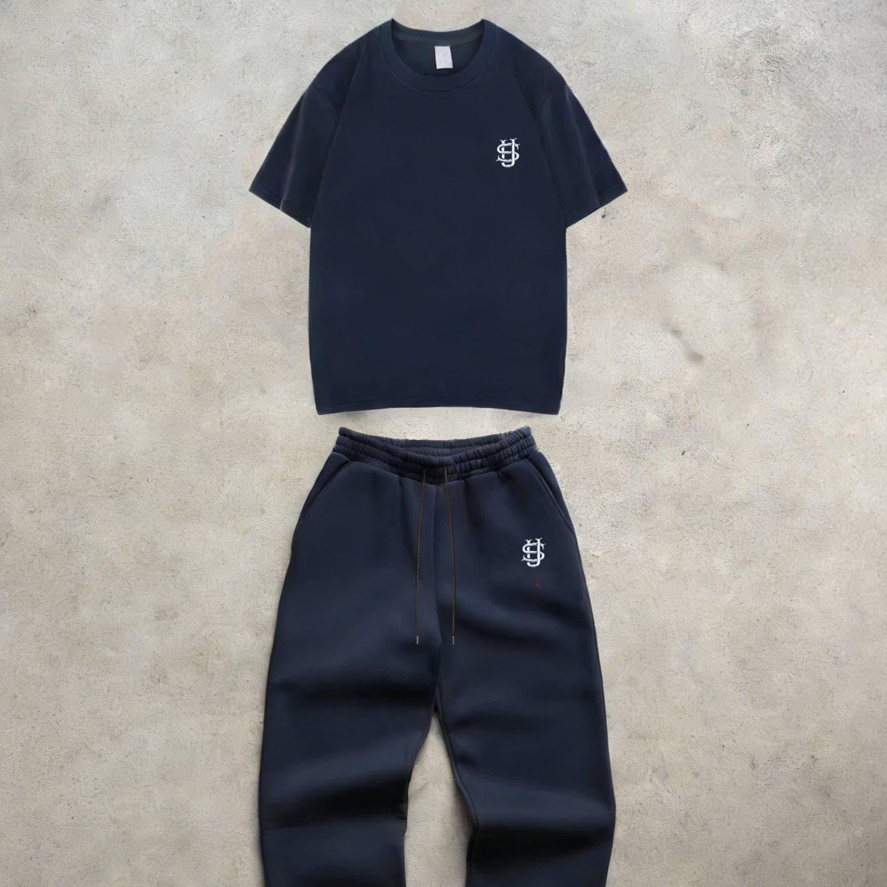 Men's Clothing Men's Casual Versatile Short Sleeve Embroidered Set Fashionable Relaxed Money Logo