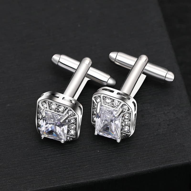 creative square handmade diamond zircon copper cufflinks French business shirt cufflinks