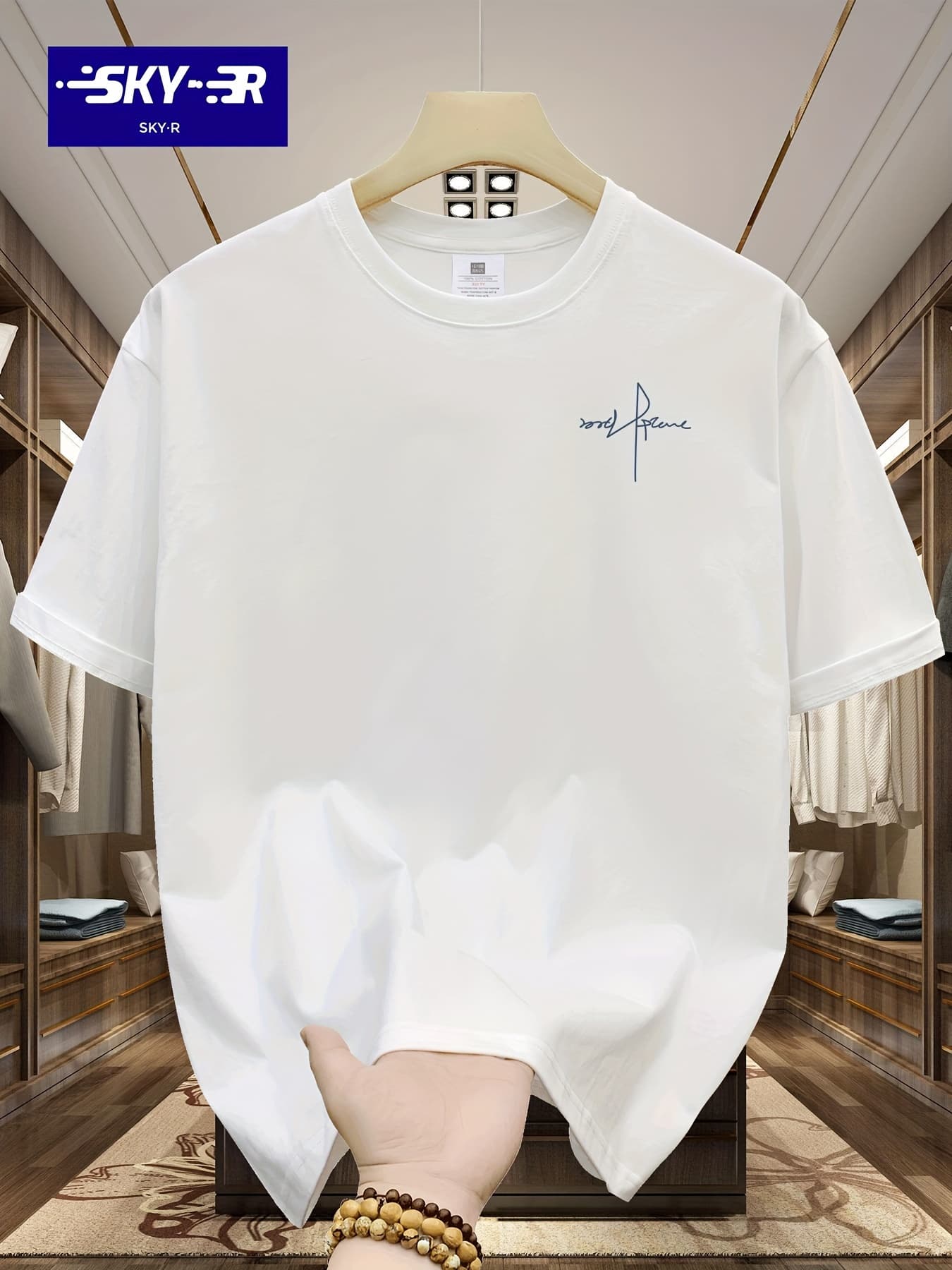 Men's Fashion Short-sleeved T-shirts Summer Slim-fit Pure Cotton Printed T-shirts Trendy Casual Versatile Tops