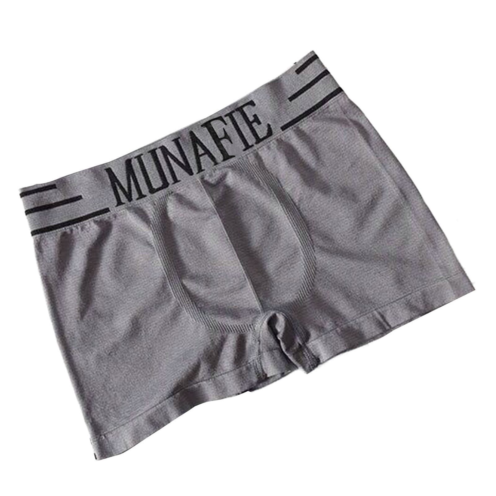 Weizhifu Mid-Rise Taille Élastique Extensible Sans Couture Hommes Culotte Simple Lettre Imprimer U Convex Shorts Briefs Daily Wear-Gris Taille Uniqu