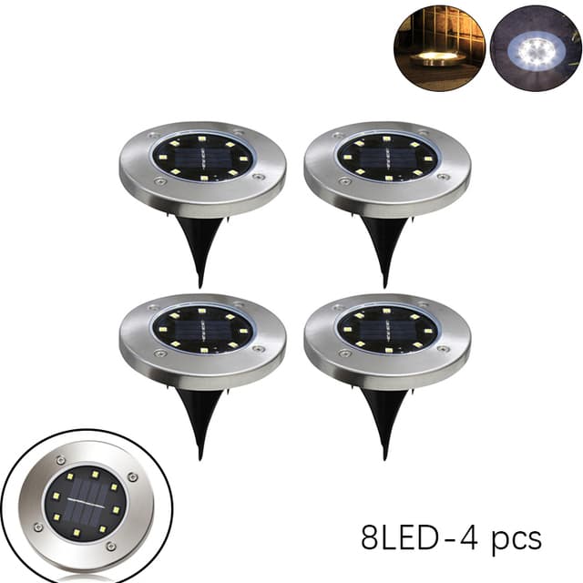 Outdoor Solar Powered Ground Light Waterproof Garden Pathway Deck Lights With 8/12/20 LED Lamp for Home Yard Driveway Lawn Road