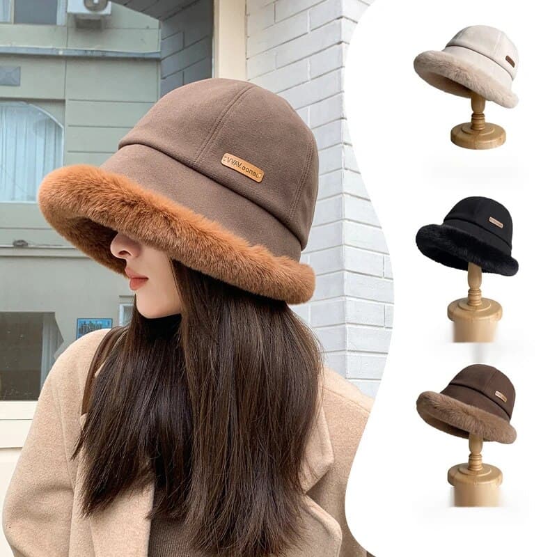 Fisherman Children's Winter Outdoor Northeast Plush Thickened and Versatile Warm Ear Protection with Label Bowl Hat