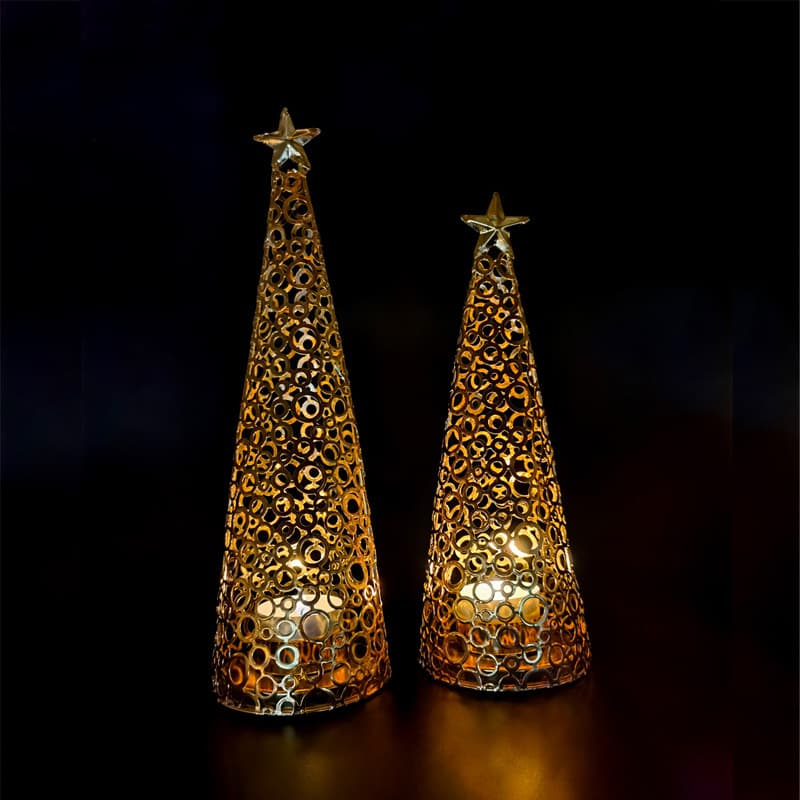 Metal Christmas Tree Candlestick Christmas Candle Cup European Wedding Decoration Tea Wax Small Round Cup Candle Holder Gift