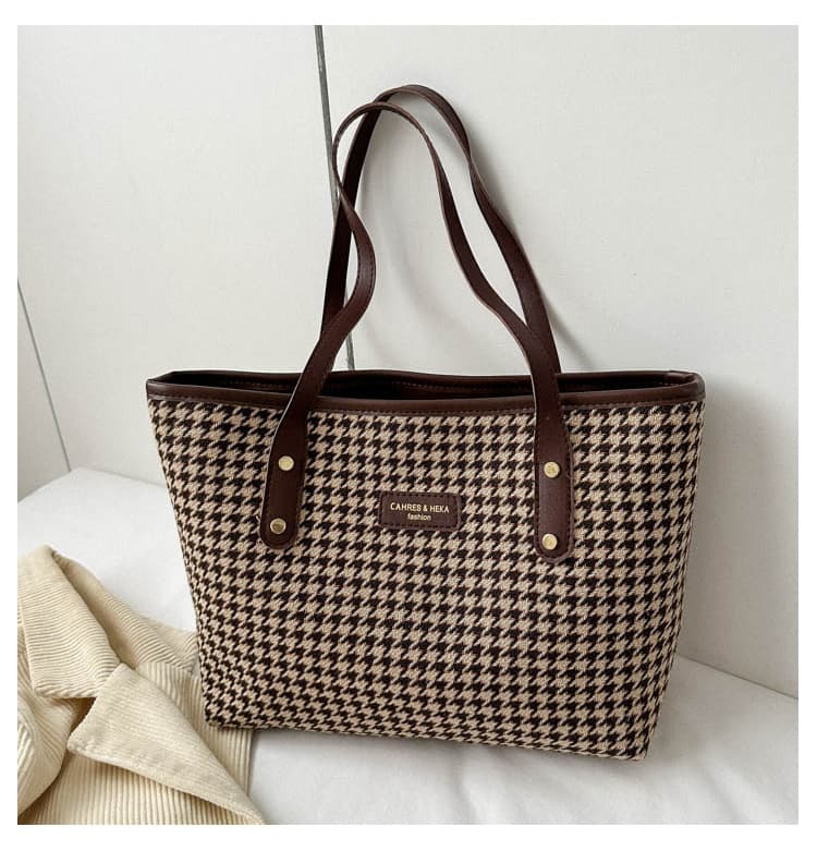 Fashion Commuting Large Capacity Autumn Plaid Trendy Casual New Shoulder Tote Bag Women's Bag