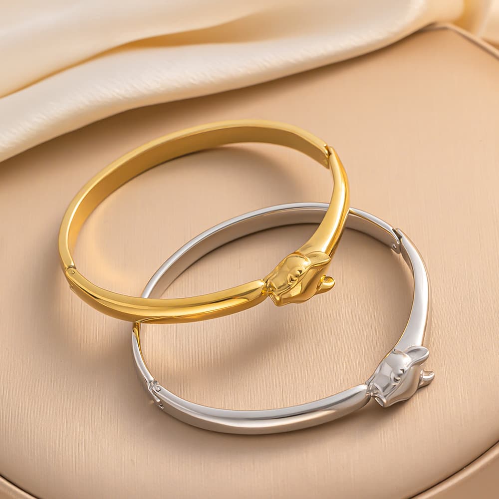 Unisex niche light luxury personality zircon leopard bracelet female copper plated gold high end hand jewelry