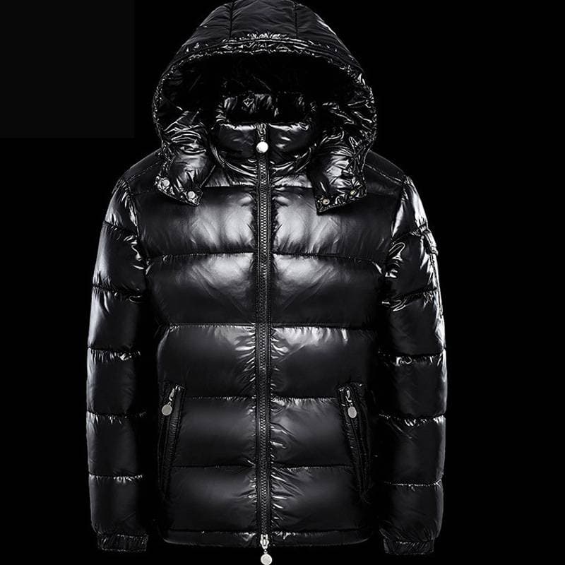 Fashion Men's Clothing Shiny Hooded Down Jacket Black Warm Windproof Autumn And Winter Style Casual All-match Trendy Cotton Clothing