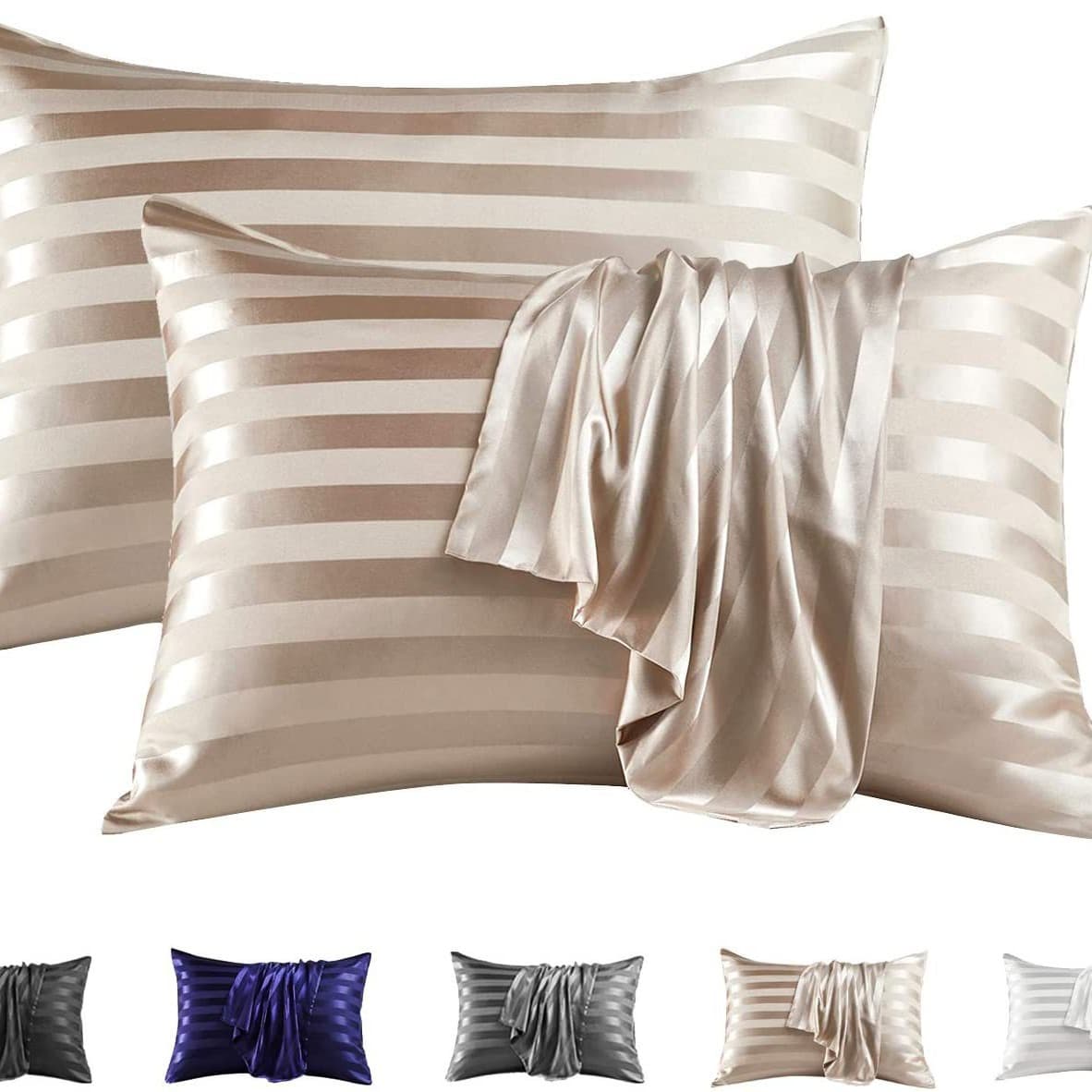 Jacquard Silky Satin Pillowcase ,Similar To Silk Pillowcase 2 Pack, Pillow Case For Sleeping Women With Envelope Closure, Gifts For Women Men