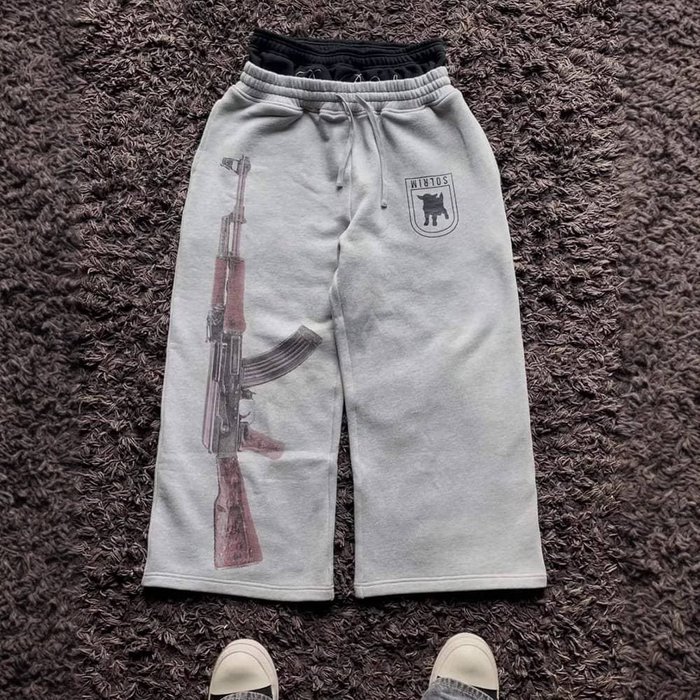 Men's Clothing 25 New Double Waist Embroidery Street Folding Couple Sweatpants