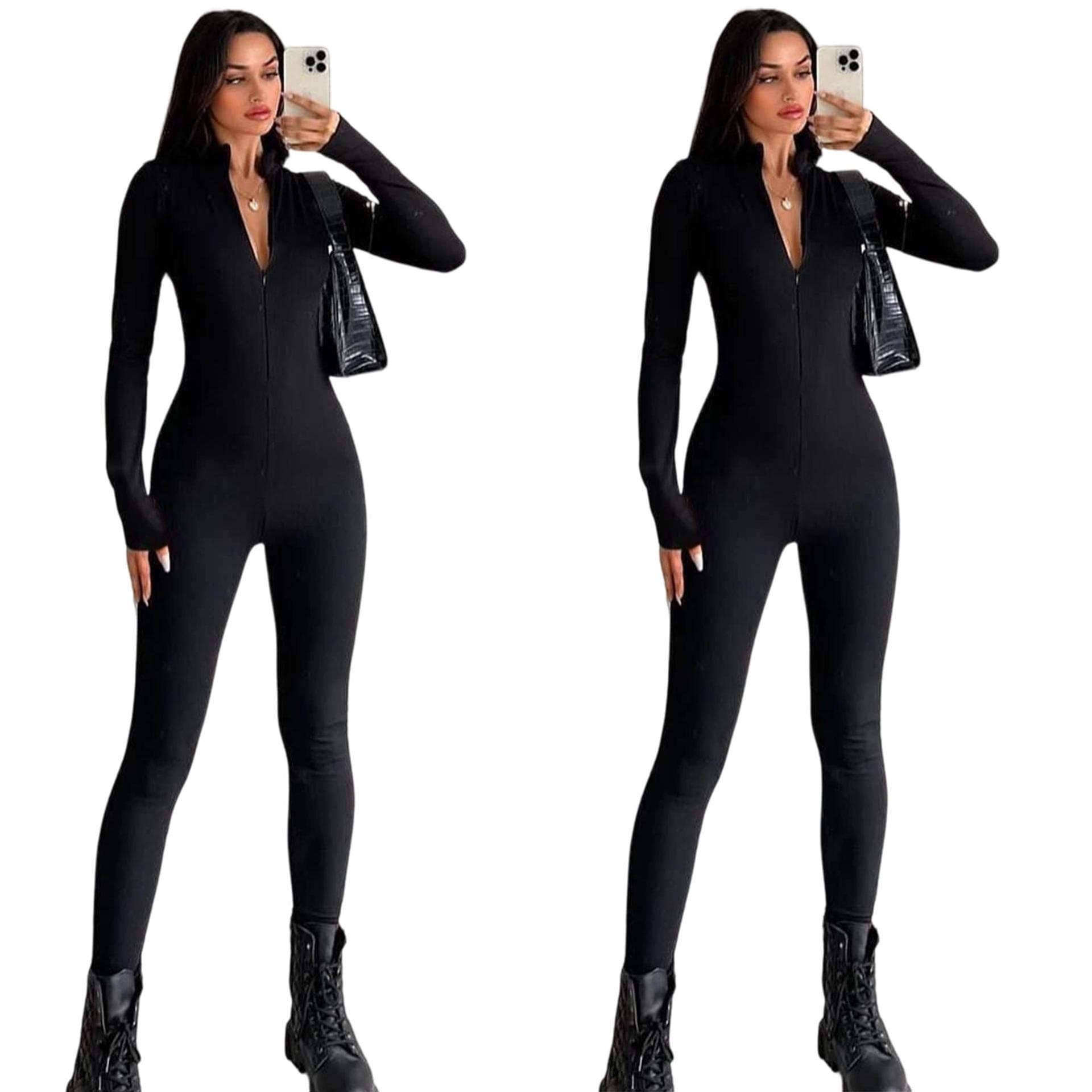 New Fashionable Slim Fit High Elasticity Sexy Long Sleeved Tight Fitting Jumpsuit