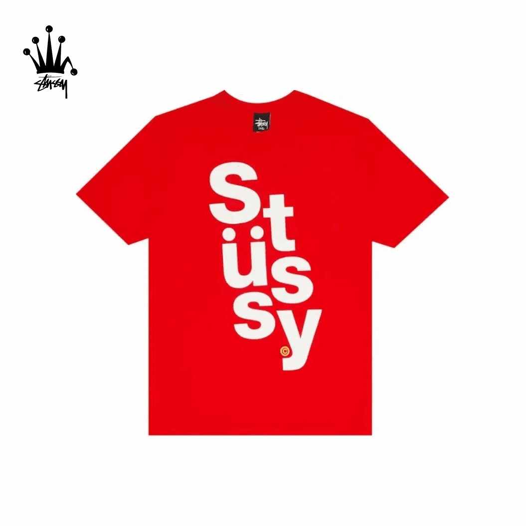 Stussy Solid Color Letter Printed Round Neck Pullover Short Sleeved American Retro T-shirt For Men