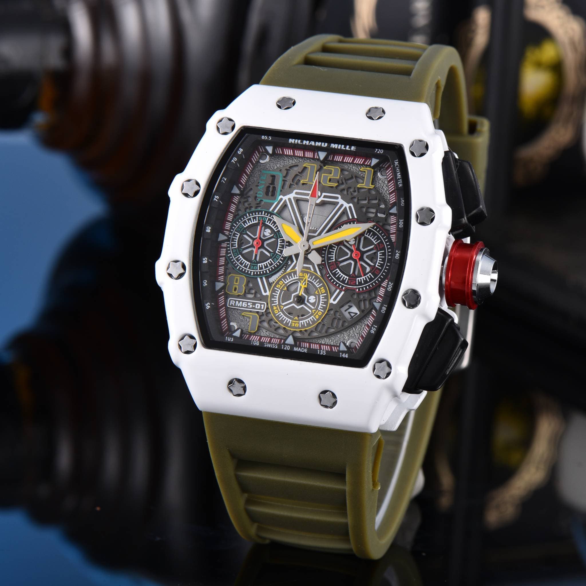 Montre homme de luxe à quartz avec calendrier, design creux AAA, 6 broches, multifonctionnelle, idéale pour les affaires. Cadeau d'anniversaire.