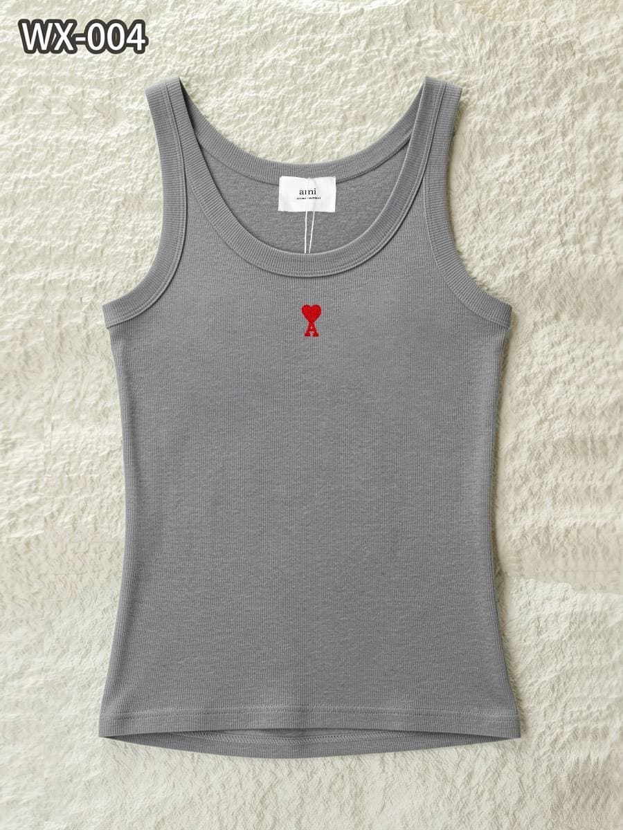 Débardeur sans manches Ami Paris pour femme, logo cœur, coupe ajustée.