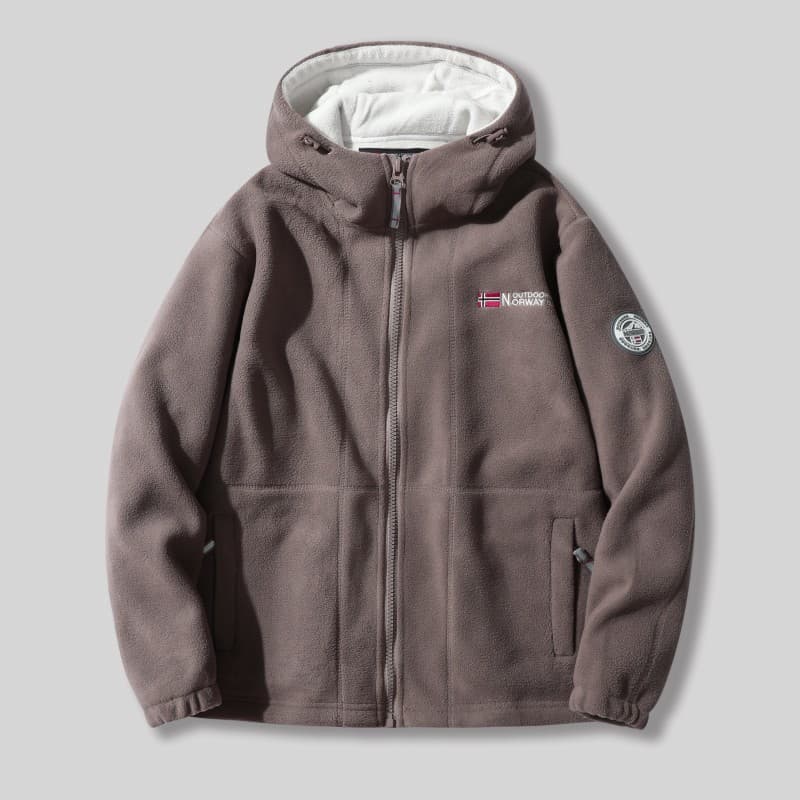 ​​Men's Thickened Double-Layer Fleece Hoodie Winter Warm Windproof Zip-Up Jacket For Casual Outdoor​​