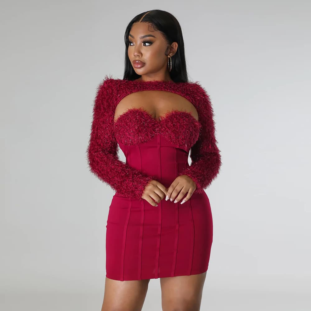 Women's Fashionable And Sexy Tube Top Small Waistcoat Coat Hip Skirt Suit Dress For Women