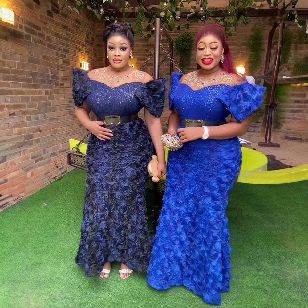 Women's clothing dress luxury three-dimensional embroidered off-neck mesh sequin hot rhinestone with belt evening dress