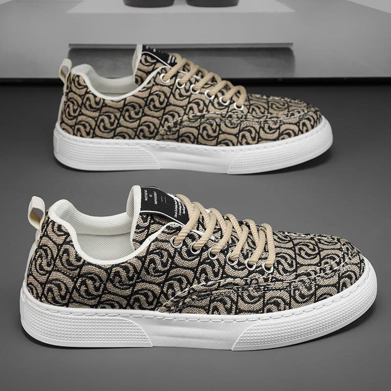Men's Shoes Men's canvas shoes low top summer 2024 new niche low top printed sneakers men's thick soled sports casual fashion shoes