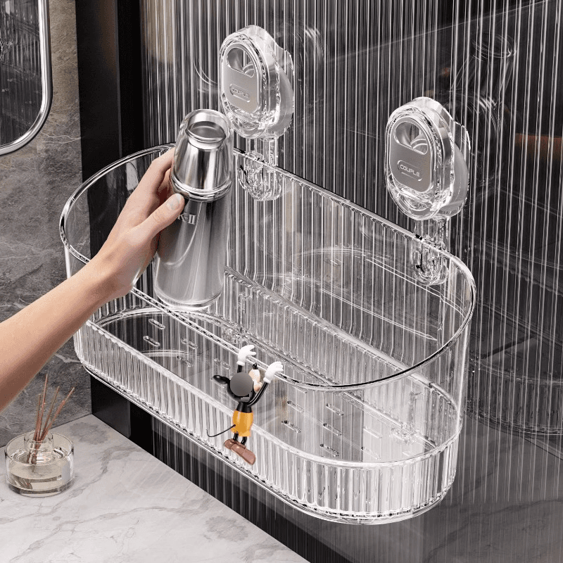 Suction Cup Rack Punch Free Wall Mounted Toilet Bathroom Shower Toilet Washbasin Kitchen Storage Box