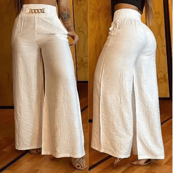 Women's Solid Color Wide Leg High Waist Pants Loose And Thin Bell Bottoms