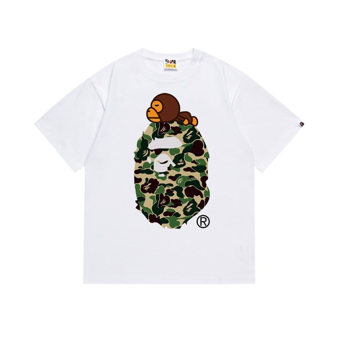 T-shirt enfant à manches courtes imprimé d'un requin, motif homme-singe. 100% coton.