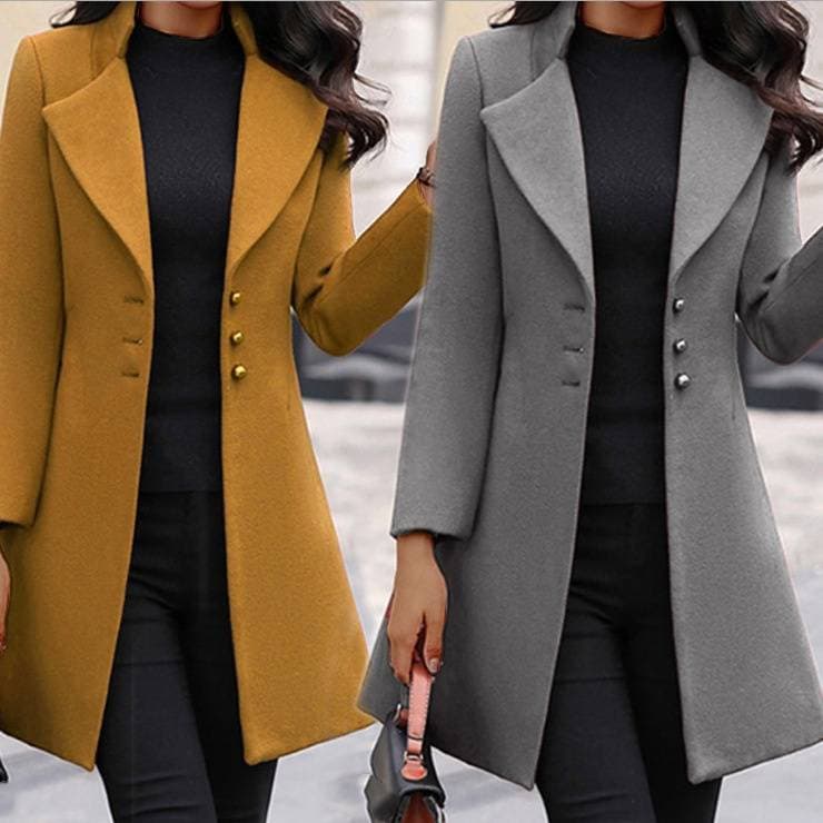 Women's Clothing lapel slim solid color slim fit women's woolen coat