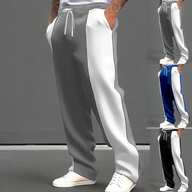 Men's Clothing Men's Casual Sports Loose Healthy Cloth Waist Jogging Quick Drying Stitching Contrast Color Trousers