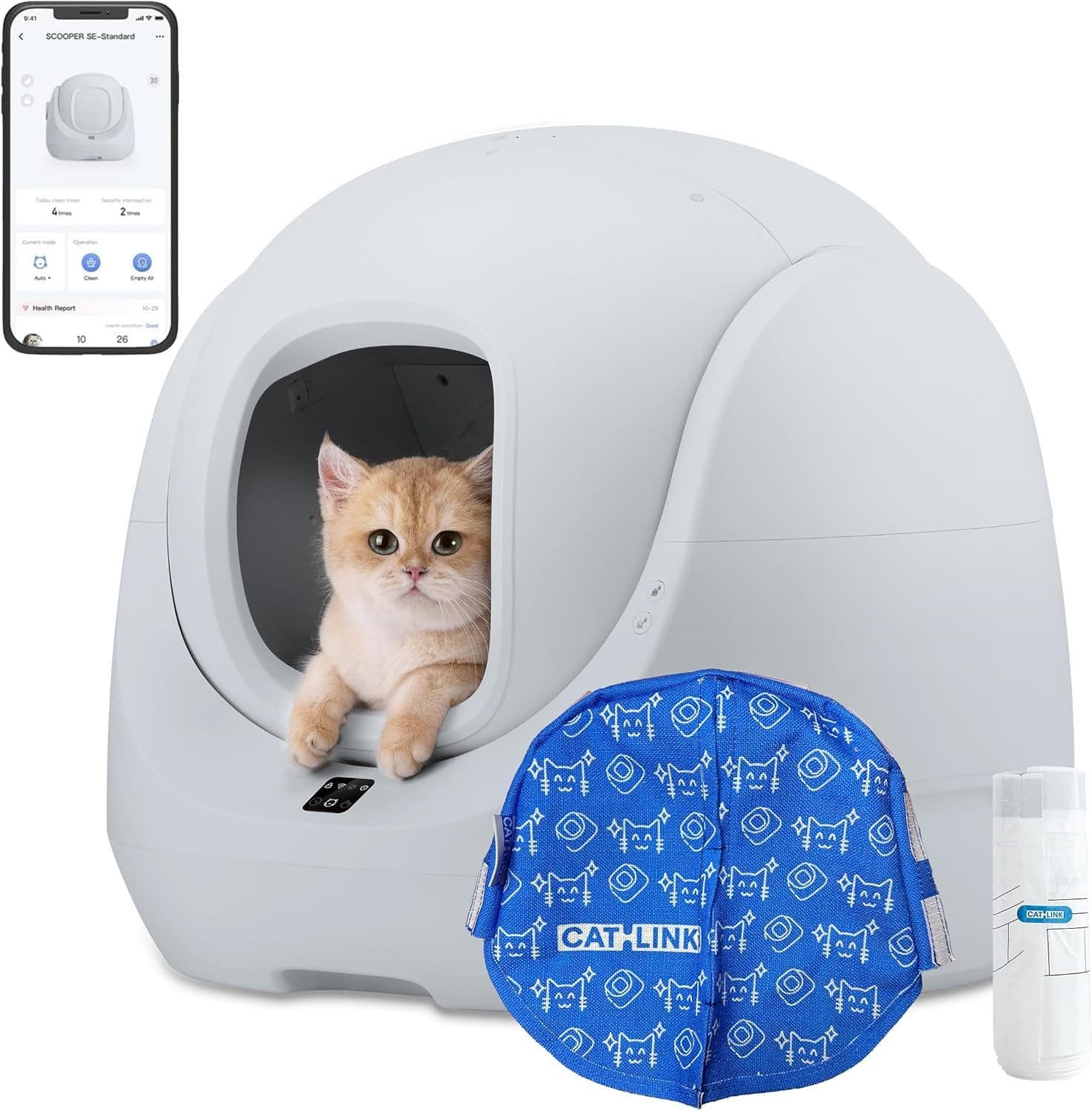 Baymax-Lite Self-Cleaning Cat Litter Box, 4 Cleaning Modes, APP Remote Control