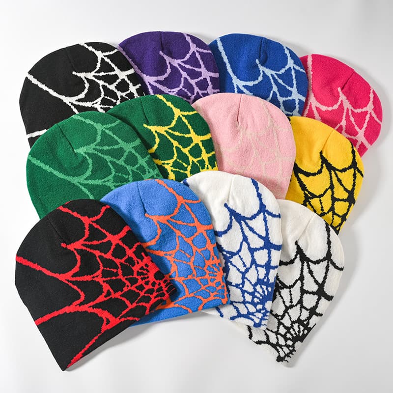 Bonnets et Skullies pour hommes, élégants et luxueux, bonnet tricoté en jacquard avec motif toile d'araignée, pour hommes et femmes, chaud et froid, pour l'hiver