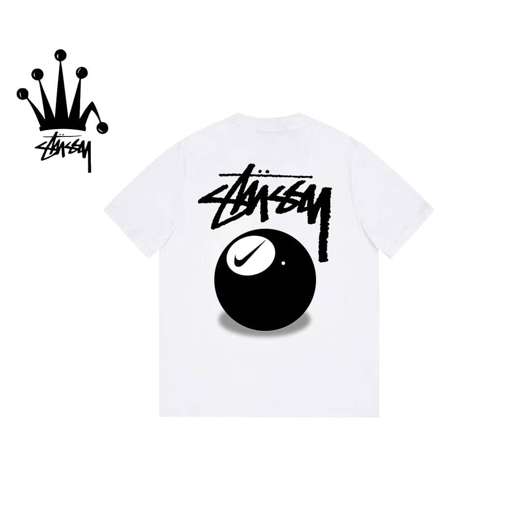Stussy&Nike Co Branded Billiards Printed Cotton Short Sleeved T-shirt