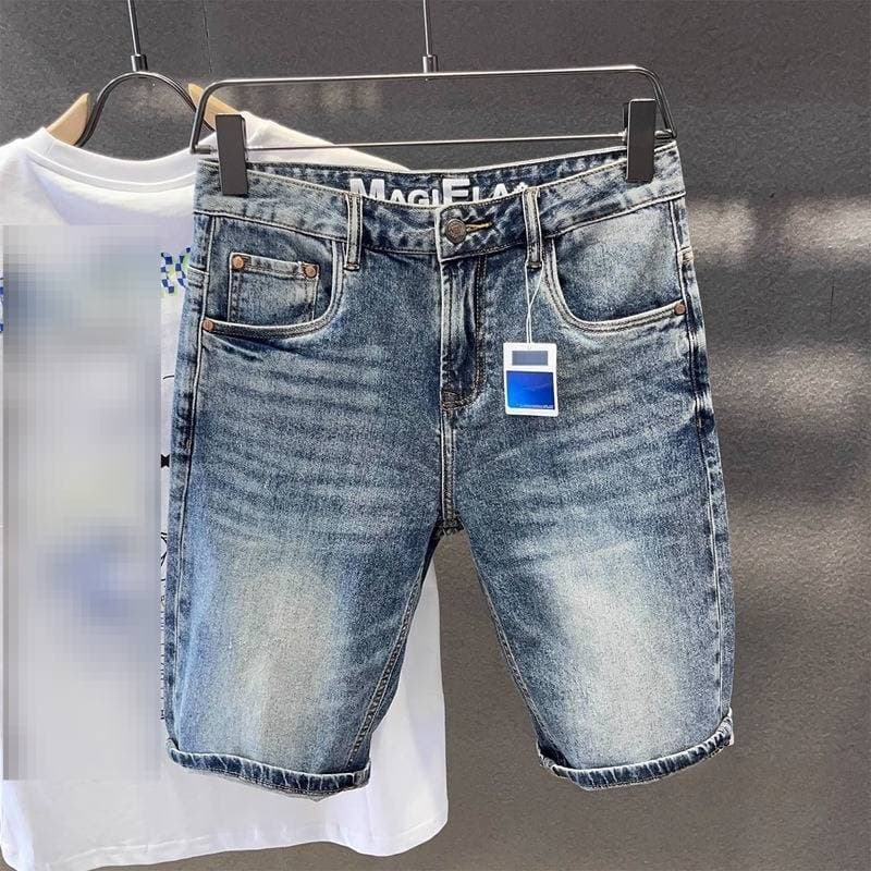 Premium Men's Light Luxury Denim Shorts - Summer Slim Fit Casual 5-Inch Shorts With Washed Finish (Blue, Sizes 28-36)