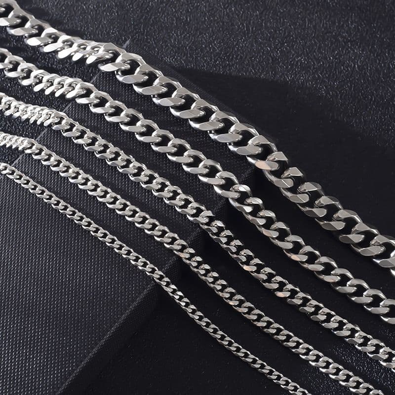 Titanium Necklace For Men Thick Hip Hop Personality Stainless Steel Cuban Chain Jewelry